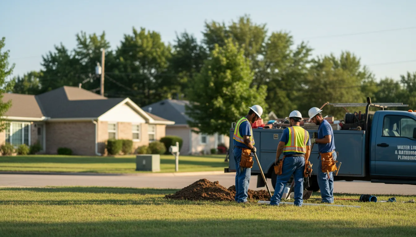 Residential water line and bathroom plumbing service in Beggs, OK